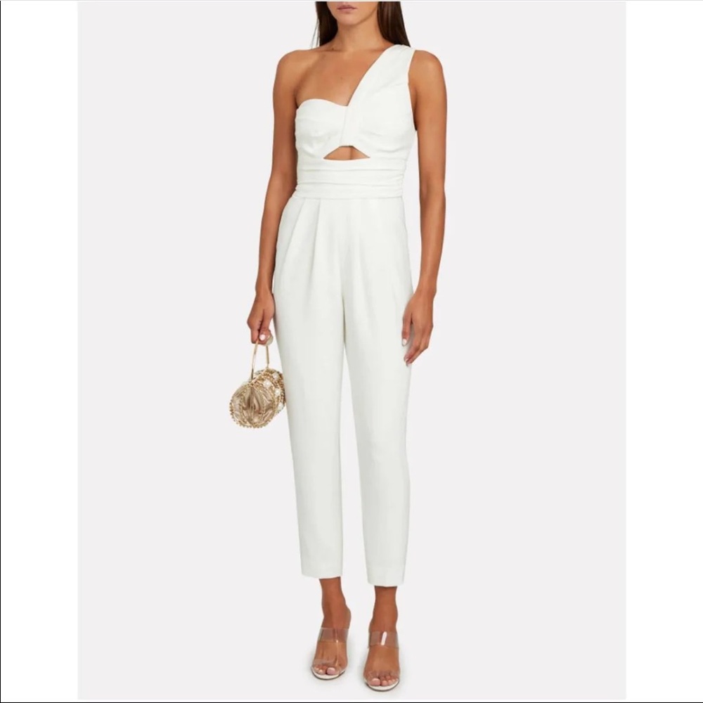 A.L.C. White One-Shoulder Cutout Jumpsuit